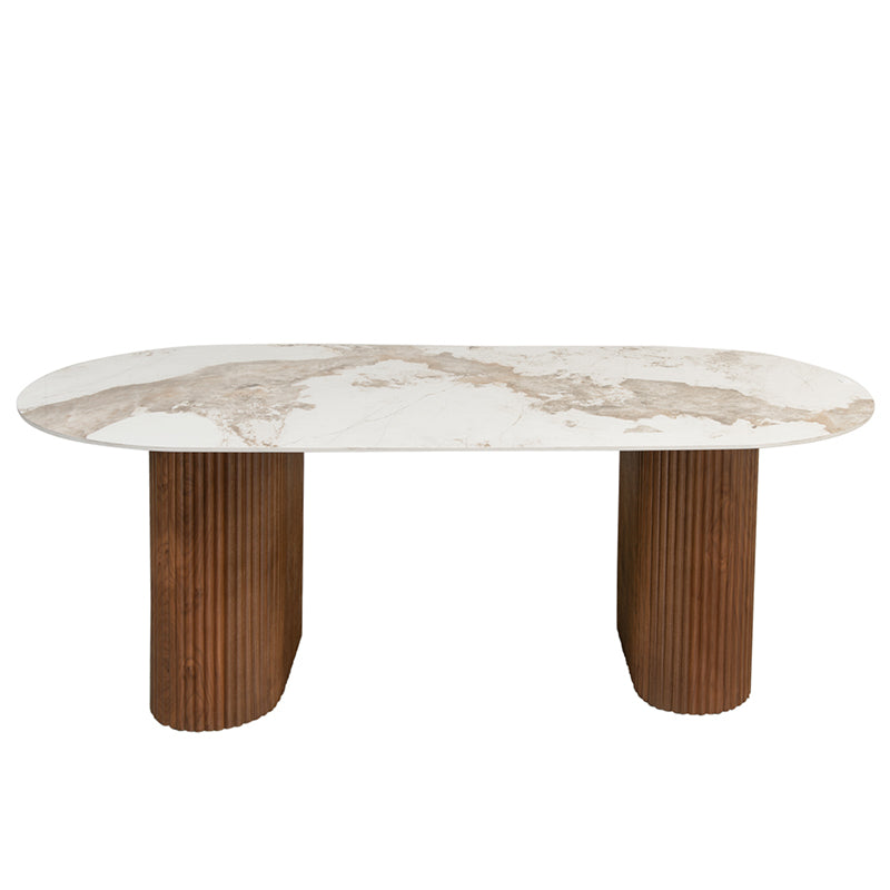 Design eettafel Urban Chique Ceramic Marble / Walnut Veneer
