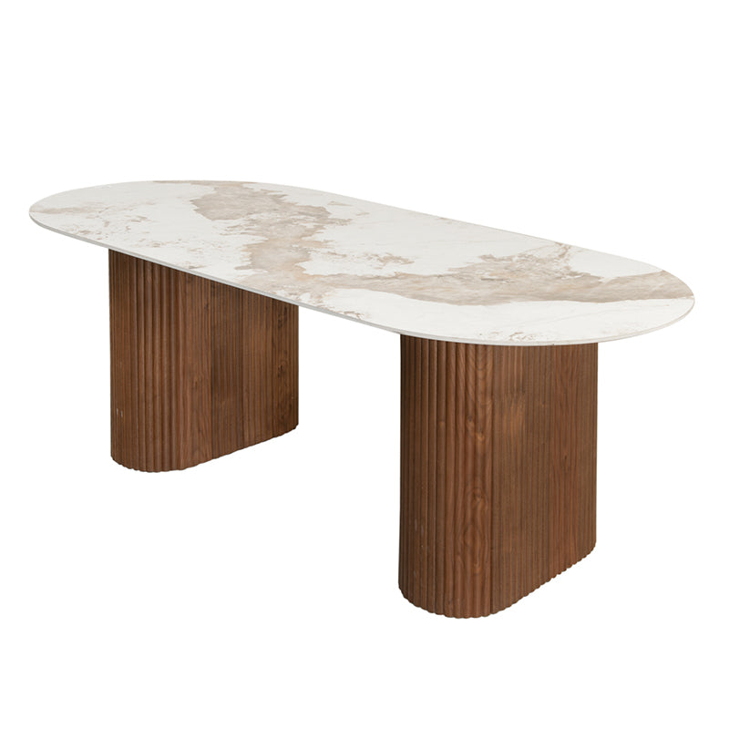 Design eettafel Urban Chique Ceramic Marble / Walnut Veneer
