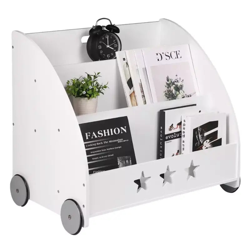 BukkitBow - Boekenkast voor Kinderen - Lage boekenkast met Wielen en Staande Vakken - (57CM Hoog)