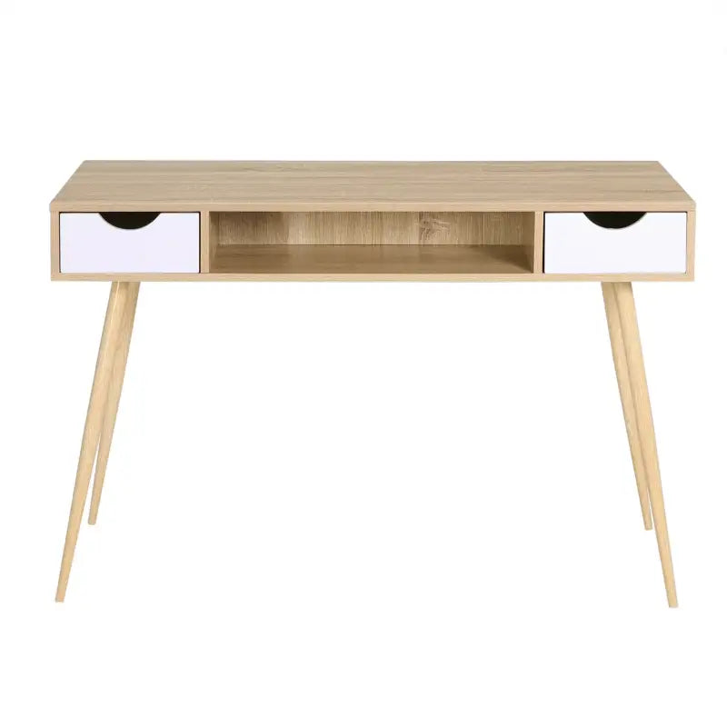BukkitBow - Bureau met 2 Laden en Open Compartiment - Stevig Eikenhout Materiaal - 120x58cm