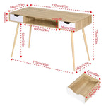 BukkitBow - Bureau met 2 Laden en Open Compartiment - Stevig Eikenhout Materiaal - 120x58cm