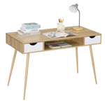 BukkitBow - Bureau met 2 Laden en Open Compartiment - Stevig Eikenhout Materiaal - 120x58cm