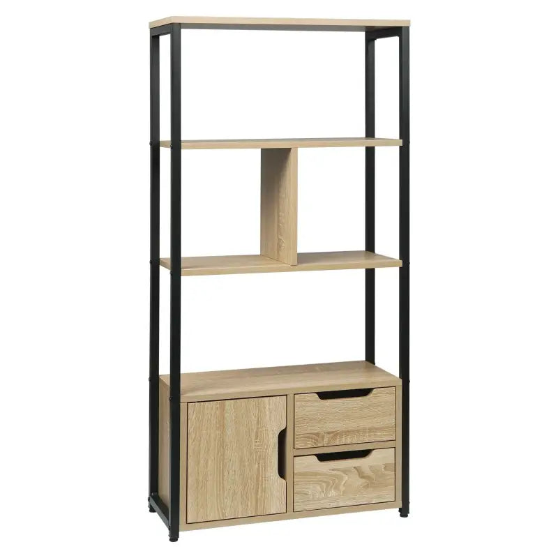 BukkitBow - Compacte Boekenkast - Open Modern Design - Multifunctioneel - 2-in-1 Planken en Lades - 58x24x120CM