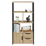 BukkitBow - Compacte Boekenkast - Open Modern Design - Multifunctioneel - 2-in-1 Planken en Lades - 58x24x120CM