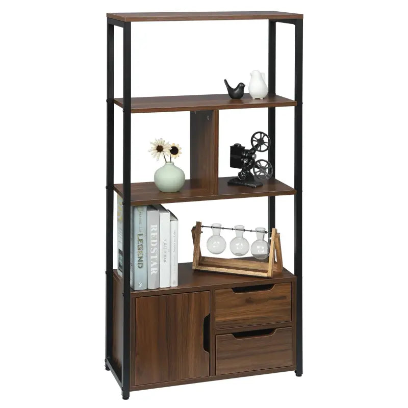 BukkitBow - Compacte Boekenkast - Open Modern Design - Multifunctioneel - 2-in-1 Planken en Lades - 58x24x120CM