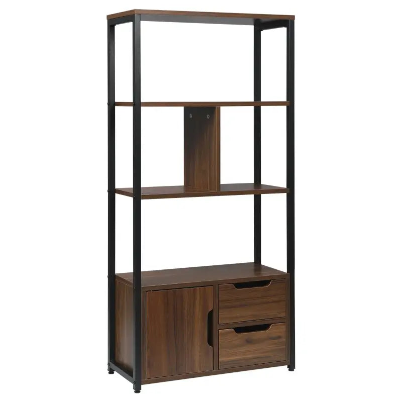 BukkitBow - Compacte Boekenkast - Open Modern Design - Multifunctioneel - 2-in-1 Planken en Lades - 58x24x120CM