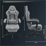 BukkitBow - Gaming Stoel met Massage Kussen en Voetsteun - Metaal/Technologische Stof/PU Wielen - Verstelbare Rugleuning en Hoogte