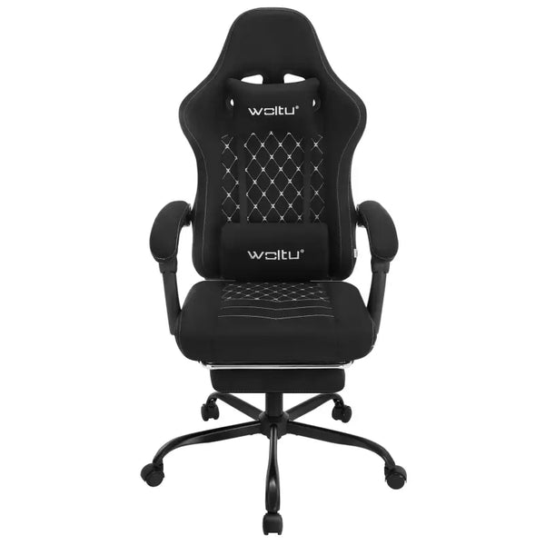 BukkitBow - Gaming Stoel met Massage Kussen en Voetsteun - Metaal/Technologische Stof/PU Wielen - Verstelbare Rugleuning en Hoogte