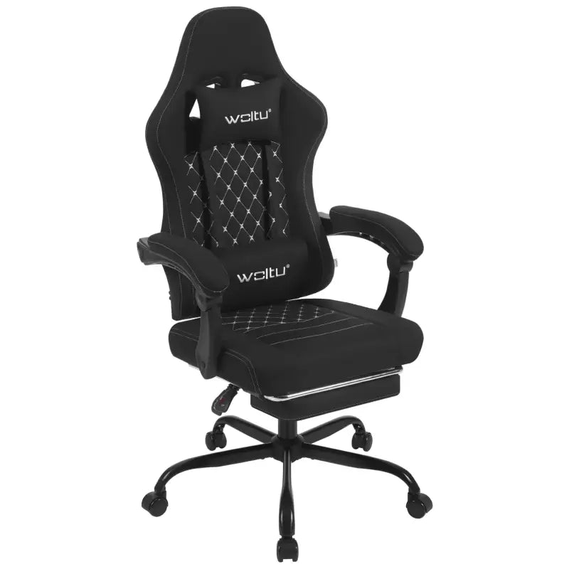 BukkitBow - Gaming Stoel met Massage Kussen en Voetsteun - Metaal/Technologische Stof/PU Wielen - Verstelbare Rugleuning en Hoogte