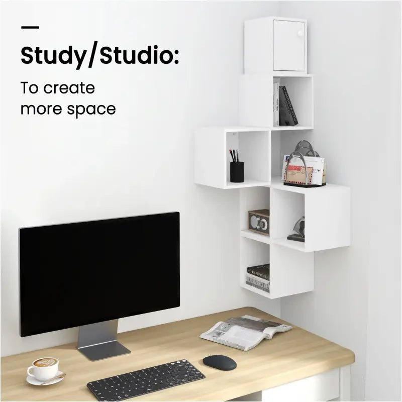 BukkitBow - Hoekplanken / Wandkast - Moderne Kubus boekenkast - Opberg- en Decoratieplank - 48x120x48CM