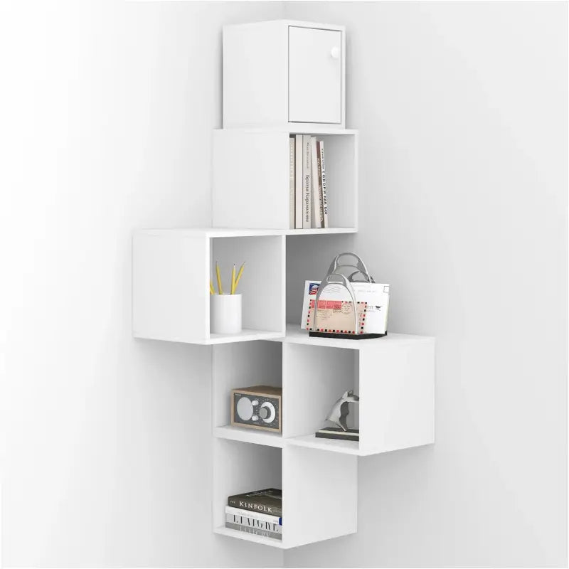 BukkitBow - Hoekplanken / Wandkast - Moderne Kubus boekenkast - Opberg- en Decoratieplank - 48x120x48CM