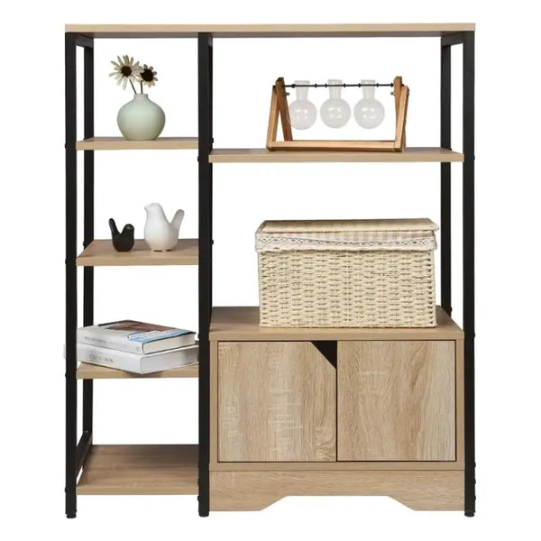 BukkitBow - Houten Boekenkast met 6 Planken en 1 Deur - Moderne Boekenkast - Voor Woonkamer / Kantoor / Keuken - 80x35x97CM