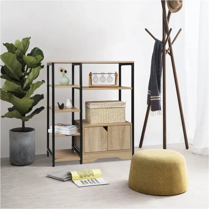 BukkitBow - Houten Boekenkast met 6 Planken en 1 Deur - Moderne Boekenkast - Voor Woonkamer / Kantoor / Keuken - 80x35x97CM