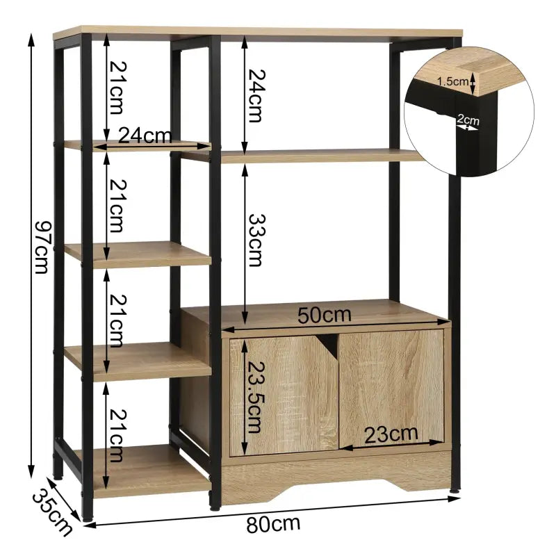 BukkitBow - Houten Boekenkast met 6 Planken en 1 Deur - Moderne Boekenkast - Voor Woonkamer / Kantoor / Keuken - 80x35x97CM