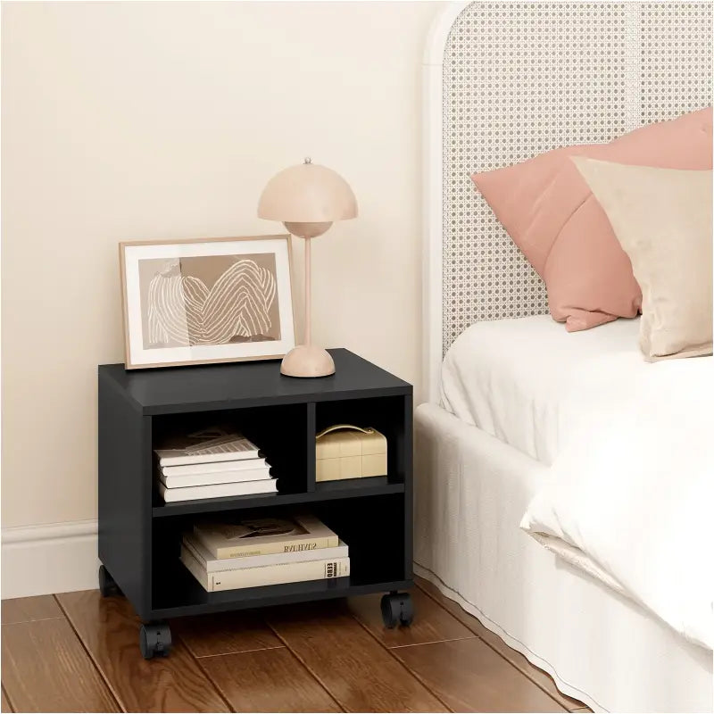 BukkitBow - Houten Kantoorkast / Printerkast met 3 Vakken en Wielen (40x35x30CM)