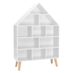 BukkitBow - Huisvormige Kinderboekenkast - Sterk Grenenhout - 11 Vakken - 80x116x24cm