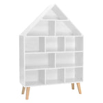 BukkitBow - Huisvormige Kinderboekenkast - Sterk Grenenhout - 11 Vakken - 80x116x24cm