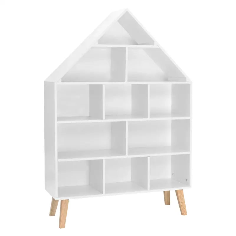 BukkitBow - Huisvormige Kinderboekenkast - Sterk Grenenhout - 11 Vakken - 80x116x24cm