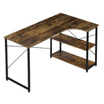 BukkitBow - Industrieel Bureau - Compact Hoekbureau met 2 Planken Opbergruimte - 120x74cm