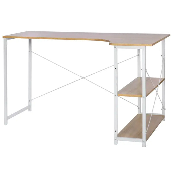 BukkitBow - Industrieel Bureau - Compact Hoekbureau met 2 Planken Opbergruimte - 120x74cm