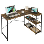 BukkitBow - Industrieel Bureau - Compact Hoekbureau met 2 Planken Opbergruimte - 120x74cm