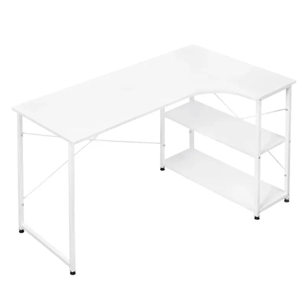 BukkitBow - Industrieel Bureau - Compact Hoekbureau met 2 Planken Opbergruimte - 120x74cm