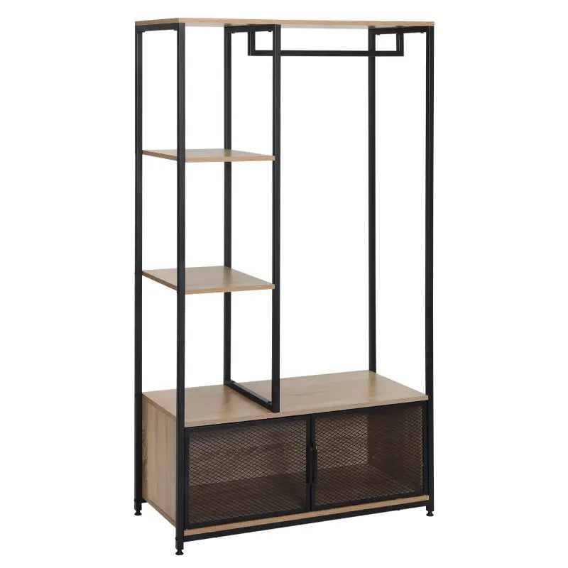 BukkitBow - Industriële Kapstok met Opbergvakken - Vintage Kledingrek met Planken en Deuren - Eenvoudige Montage - 90x40x167CM