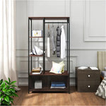 BukkitBow - Industriële Kapstok met Opbergvakken - Vintage Kledingrek met Planken en Deuren - Eenvoudige Montage - 90x40x167CM