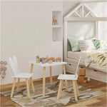 BukkitBow - Kindertafel met Stoelen / Kindermeubelset  - Konijnenoor Rugleuning Design - Tafel: 49.5x49.5x47cm
