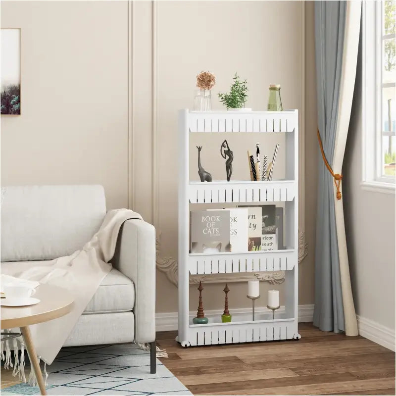 BukkitBow - Kleine Keukenwagen / Smal Rek op Wielen - Geschikt voor Keuken / Woonkamer of Badkamer - 3 of 4 Lagen opslag