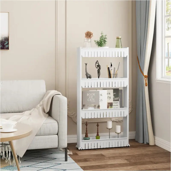 BukkitBow - Kleine Keukenwagen / Smal Rek op Wielen - Geschikt voor Keuken / Woonkamer of Badkamer - 3 of 4 Lagen opslag