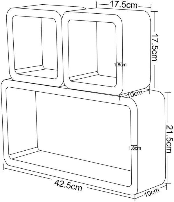 BukkitBow - Kubus Planken (3-Delig) - Set van 3 Wandplanken - Boekenplank voor Kinderkamer