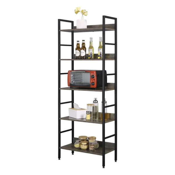 BukkitBow - Moderne Open Planken/Kast - 5 Laags Opslag - Stevig & Duurzaam - Veelzijdig Design - 60x27.5x160 cm