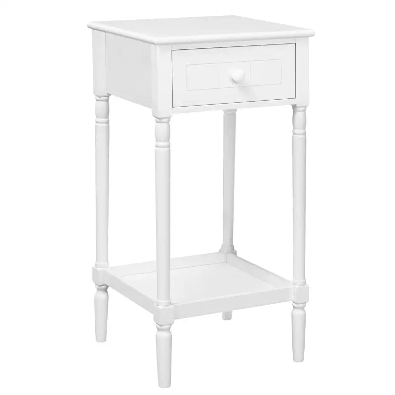 BukkitBow - Nachtkastje - met Lade en Blank - Barok - Massief Houten Poten - Wit