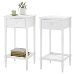 BukkitBow - Nachtkastje - met Lade en Blank - Barok - Massief Houten Poten - Wit