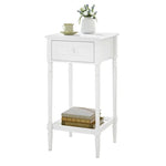 BukkitBow - Nachtkastje - met Lade en Blank - Barok - Massief Houten Poten - Wit