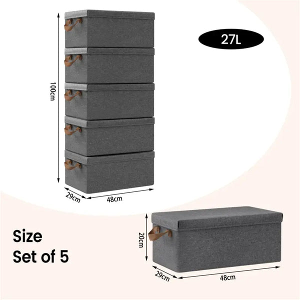 BukkitBow - Opbergdoos met Handvaten - Stoffen Opbergbox - Stapelbaar en Stevig