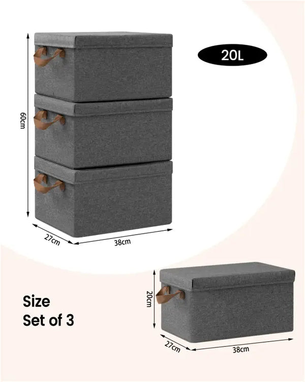 BukkitBow - Opbergdoos met Handvaten - Stoffen Opbergbox - Stapelbaar en Stevig