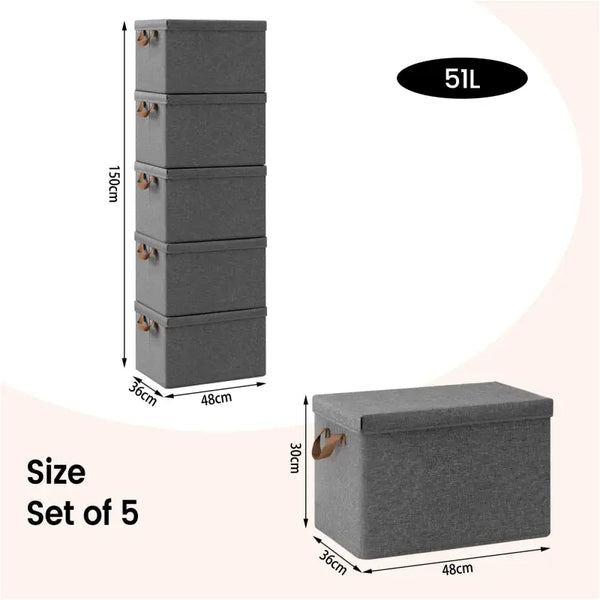 BukkitBow - Opbergdoos met Handvaten - Stoffen Opbergbox - Stapelbaar en Stevig