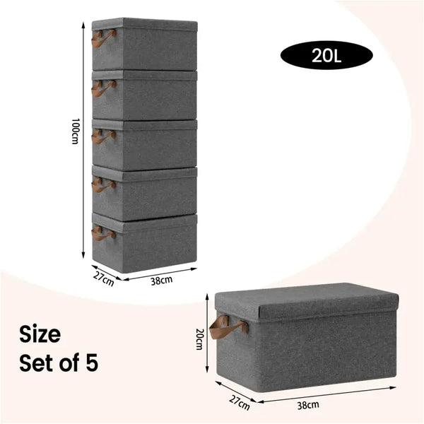 BukkitBow - Opbergdoos met Handvaten - Stoffen Opbergbox - Stapelbaar en Stevig