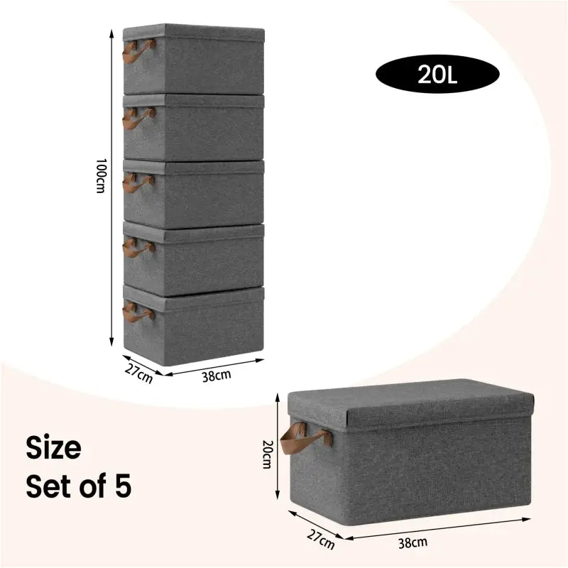 BukkitBow - Opbergdoos met Handvaten - Stoffen Opbergbox - Stapelbaar en Stevig