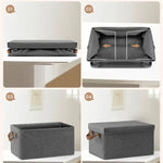 BukkitBow - Opvouwbare Opbergdozen - Polyester/Metaal/ - Met Deksel en Handvatten - Set van 3 Stuks - Grijs