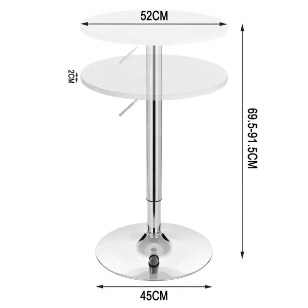 BukkitBow - Ronde Bartafel - MDF en Metaal - In Hoogte Verstelbaar en Draaibaar - Wit of Zwart - 52cm Diameter