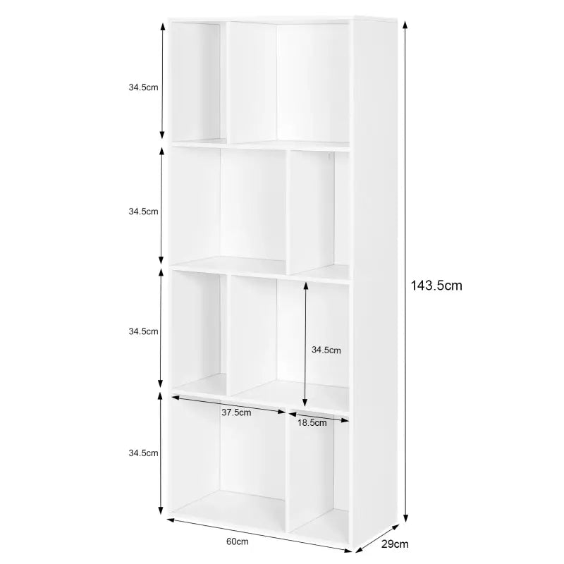 BukkitBow - Ruime Boekenkast - 8 Vakken - Duurzaam & Stevig - Ruimte-efficiënt - 60x143x29cm