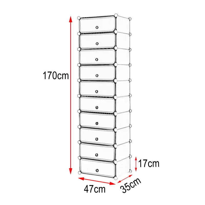 BukkitBow - Schoenen Opbergkast met 10 Compartimenten - Stevig Ontwerp - Multifunctioneel - 48x173x36CM