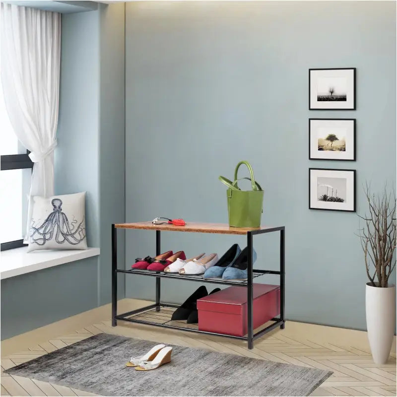 BukkitBow - Schoenenrek met Plank - Stevig en Stabiel - Geschikt als Decoratie Tafel - Multifunctioneel - 63x30x43cm