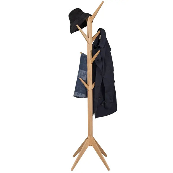 BukkitBow - Staande Kapstok - met 8 Haken - Hoge Kwaliteit Materiaal - Gemakkelijk Montage - 43x43x180CM