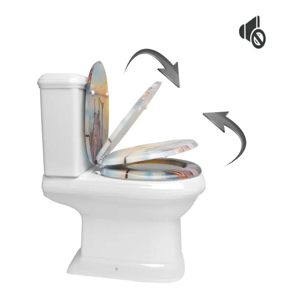 BukkitBow - Toiletbril met Softclose - Toiletbril / Toiletzitting met Print - Antibacterieel - V2