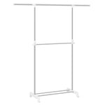 BukkitBow - Uitschuifbaar Kledingrek op Wielen - Roestvrij Staal - Verstelbaar en Draagbaar - Enkele of Dubbele Hangende Stang