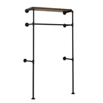 BukkitBow - Wandgemonteerd Kledingrek - Industriël / Vintage Stijl - Met Kledingrail en Plank - Robuust en Ruimtebesparend - 103x35x187cm